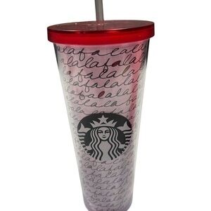 Starbucks Fa La La Travel Tumbler Cold Cup 24 OZ Venti Cup With clear st…